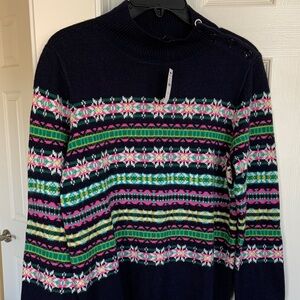 Talbots navy and fair isle pullover